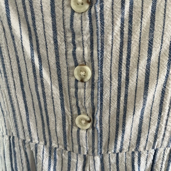 Old Navy Linen Blend Blue and White Striped Jumpsuit w/ Pockets - Picture 8 of 9